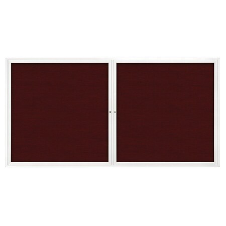 United Visual Products 72"x36" 3-Door Enclosed Outdoor Letterboard, Burgundy/White UV1163D-WHITE-BURGUN